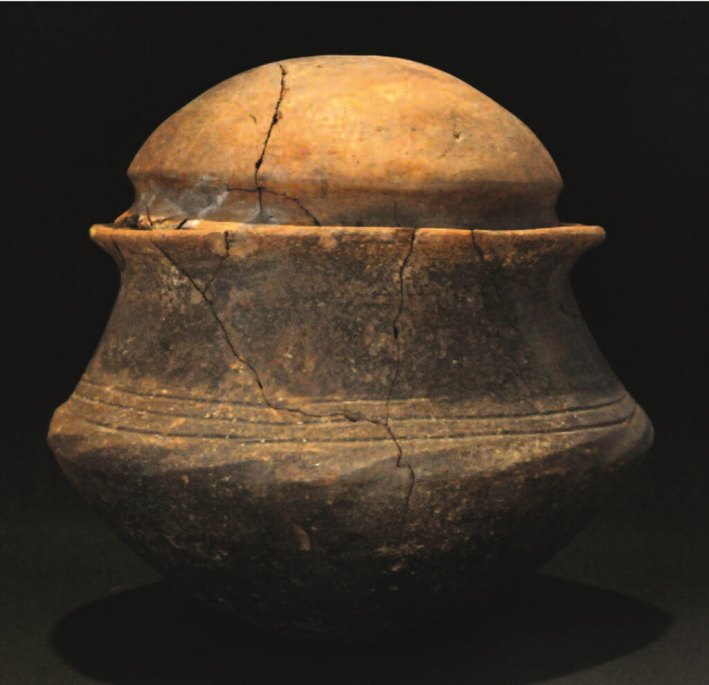 Urna biconica con ciotola di copertura da una tomba ad incinerazione del Bronzo Finale, ritrovata nella località di Bagnatoio.