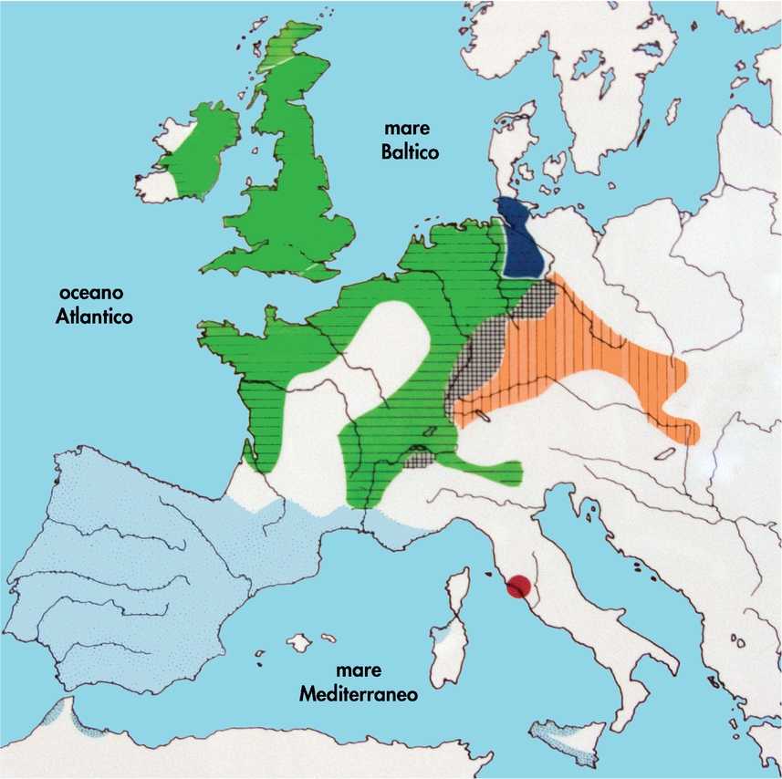 Mappa di distribuzione del bicchiere campaniforme in Europa
